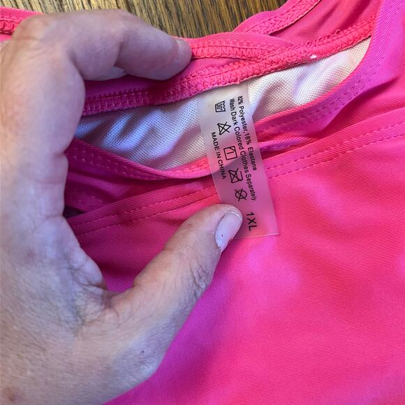 Hot Pink Criss-Cross High-Waisted Bikini Swim Bottom 1X - Picture 4 of 6